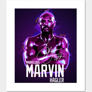 Marvelous Marvin Hagler Boxing Legend Signature Vintage Retro 80s 90s Bootleg Rap Style Posters and Art